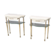 Pair of White Lacquered Nightstands with Marble Tops and Glass Shelves, Italy