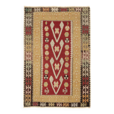 3x5 Small Size Vintage Kilim Area Rug, Ethnic Pattern Kilim, 95x143 cm