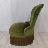 Green velvet toad armchair