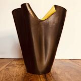 Large Vase Signed Elchinger. Black and yellow in free form. 1950s