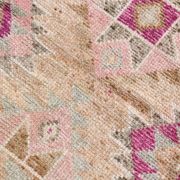 Fuchsia & Pink Vintage Runner Rug,Anatolian Geometric Wool Carpet,80x364 Cm