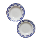 2 ironstone soup plates, "Capri" pattern, Digoin Sarreguemines, Art Deco