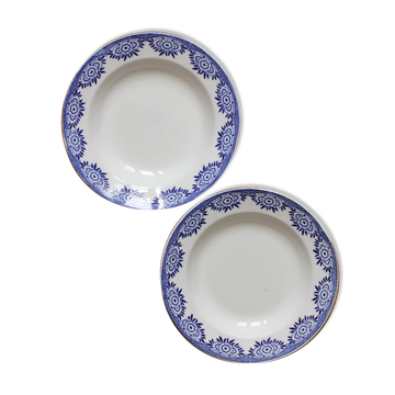 2 assiettes creuses en terre de fer modèle "Capri" Digoin Sarreguemines art deco