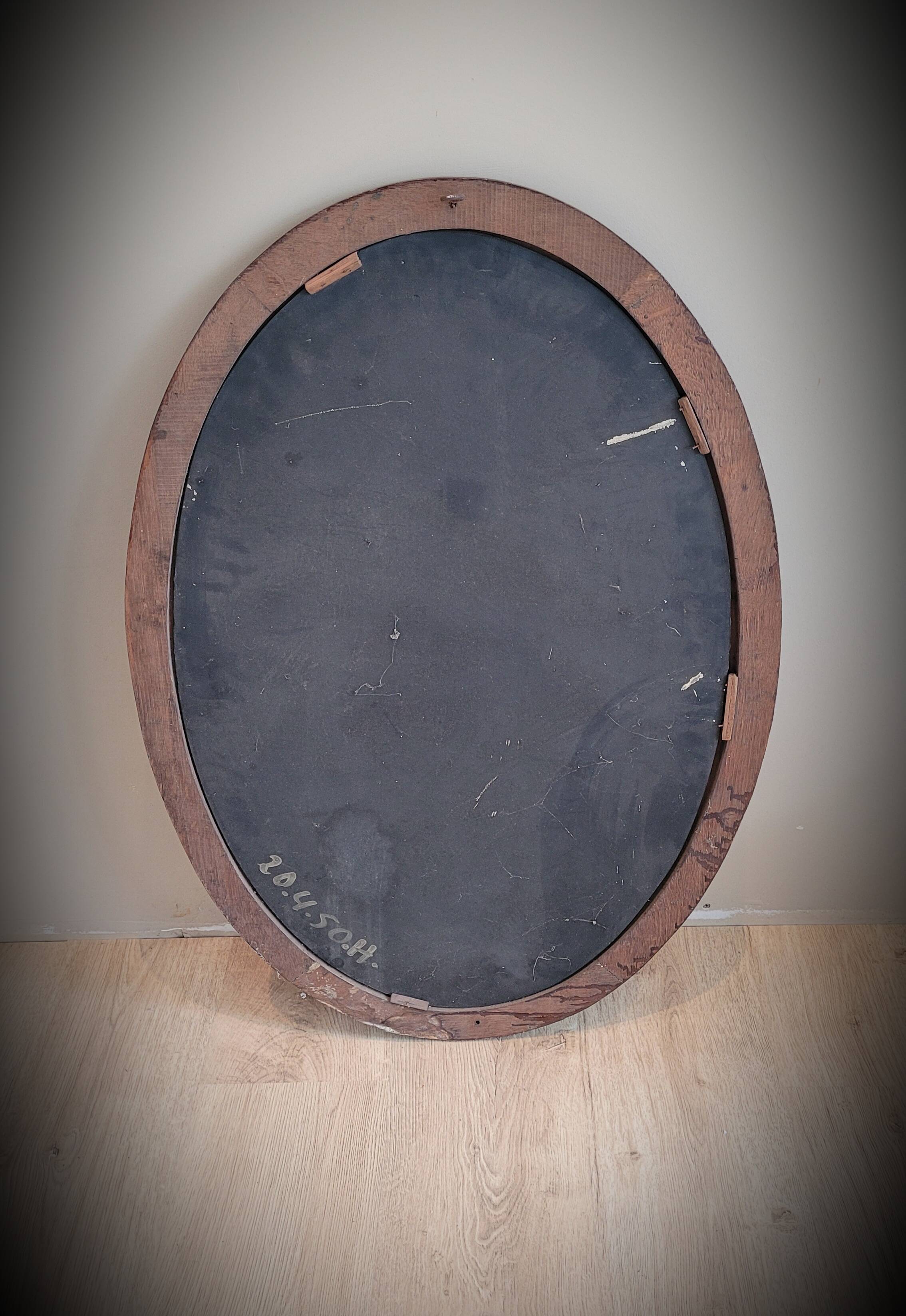 Miroir 58x84 ovale bois 1950