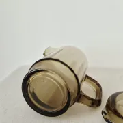 Vintage carafe with smoked glass lid '70s/'80s - Arcoroc France