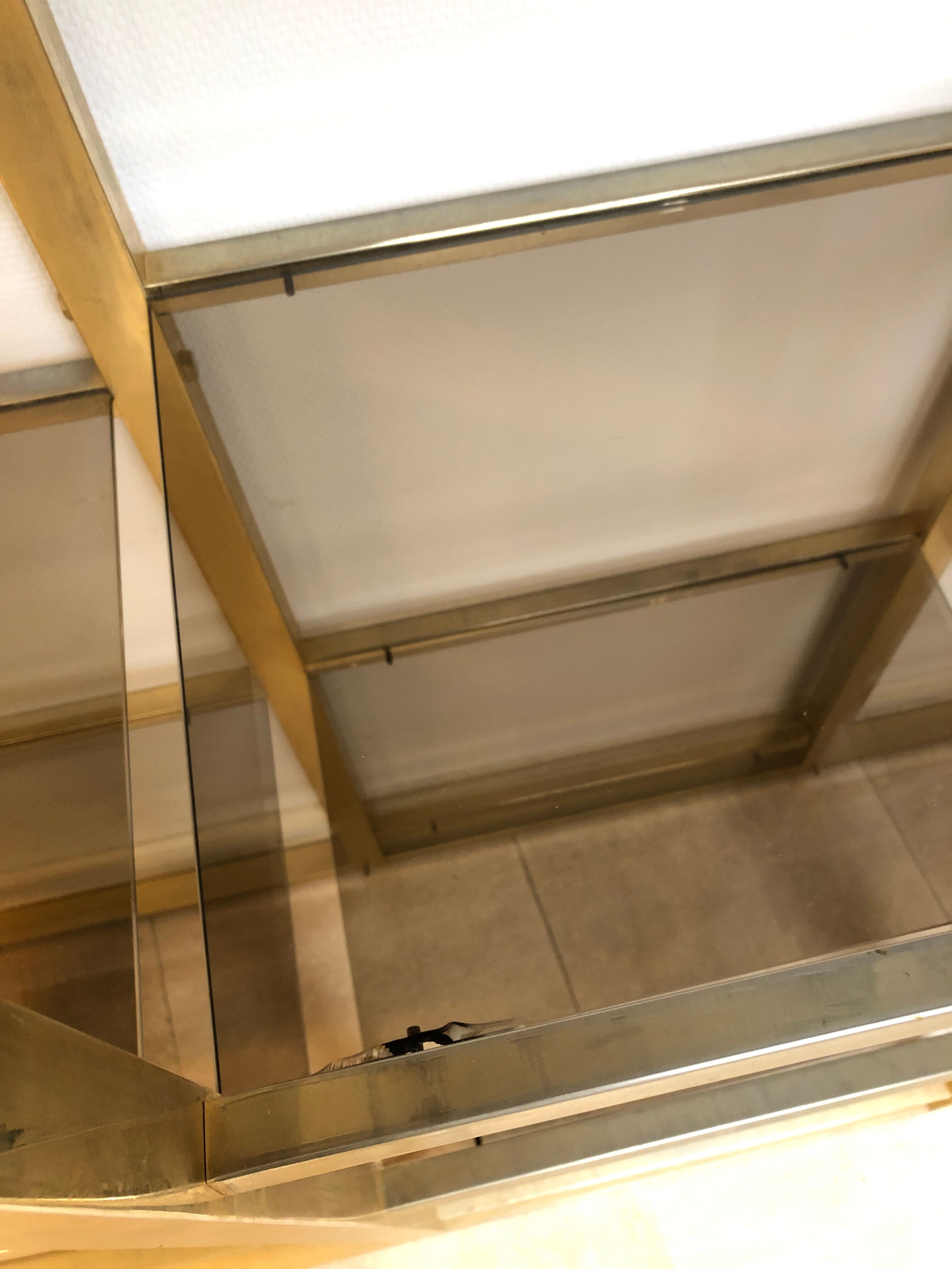 Brass library and smoked glass, 1970