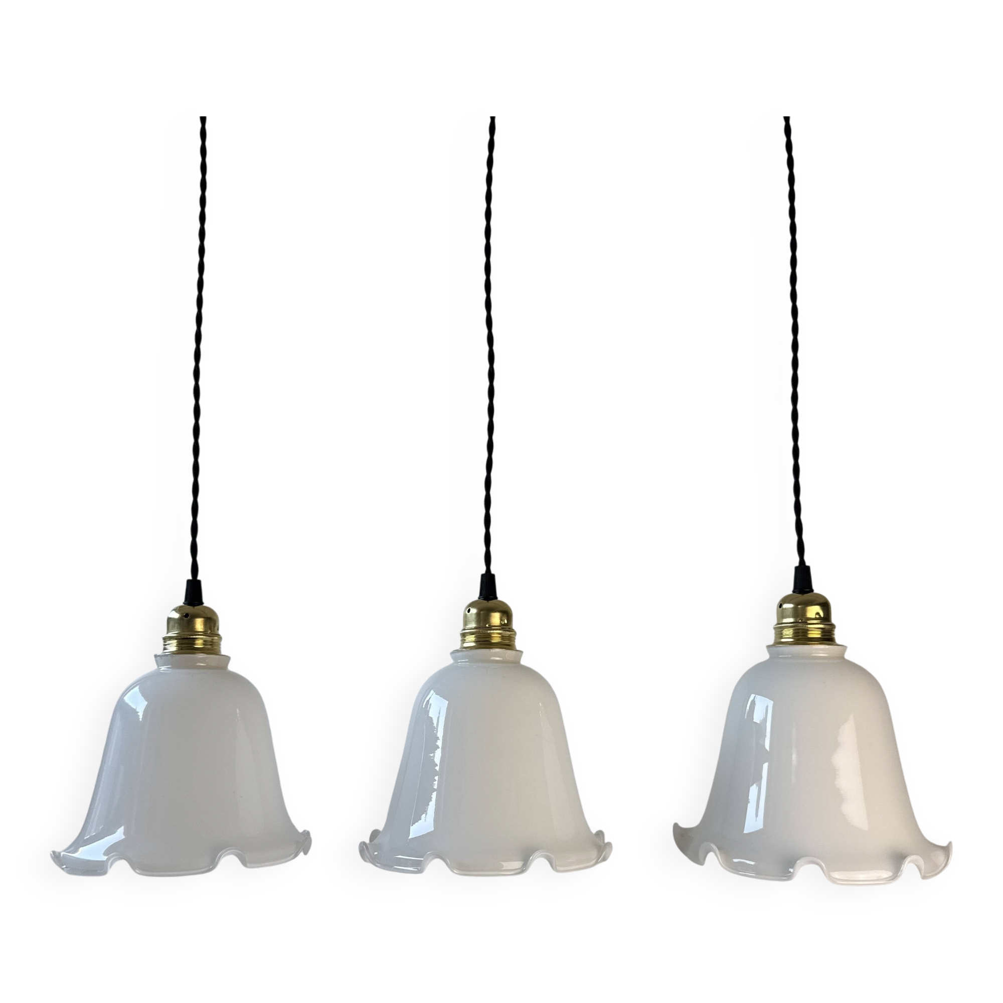 Lot 3 anciennes suspensions en opaline vintage