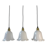 Lot of 3 old vintage opaline pendant lights