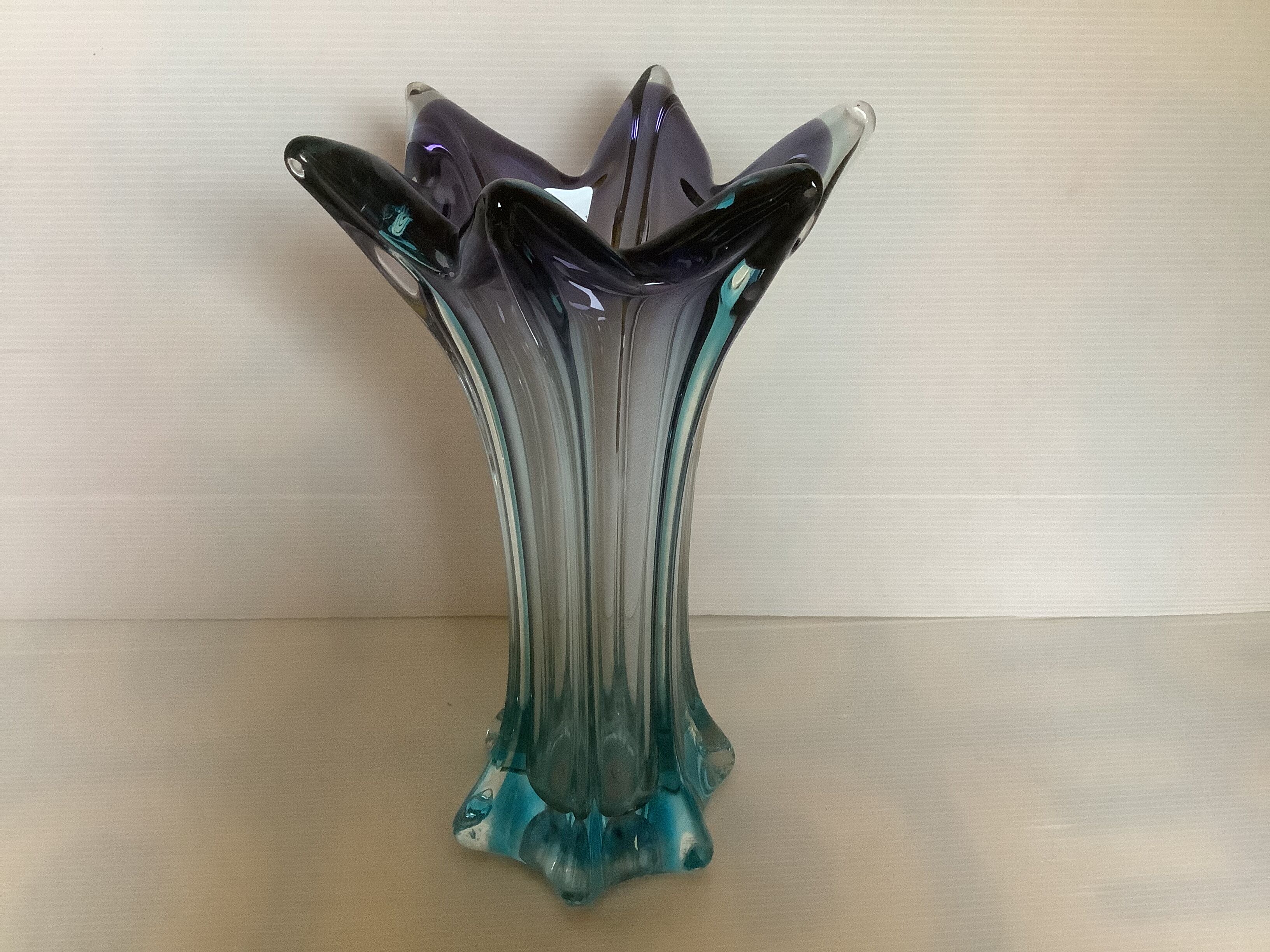 Vase flower star glass Murano bicolor