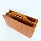 Vintage solid teak wood magazine rack Scandinavian 1960s