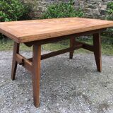Table vintage René Gabriel en chêne d’époque reconstruction.