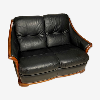 Canapé en cuir noir vintage