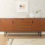 Unique folding bed from the 1960s, walnut veneer, black steel legs