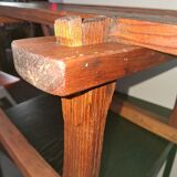 Rustic bench, old folk art, snow sled, Alps.