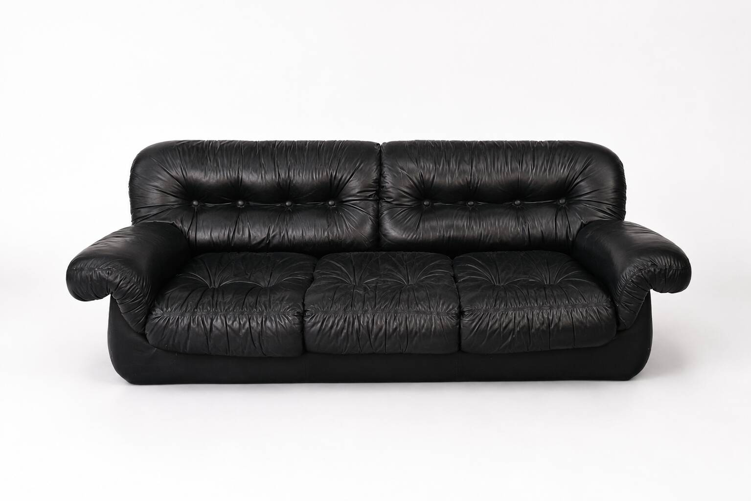1970’s Vintage Italian design black leather sofa from PelleRossi
