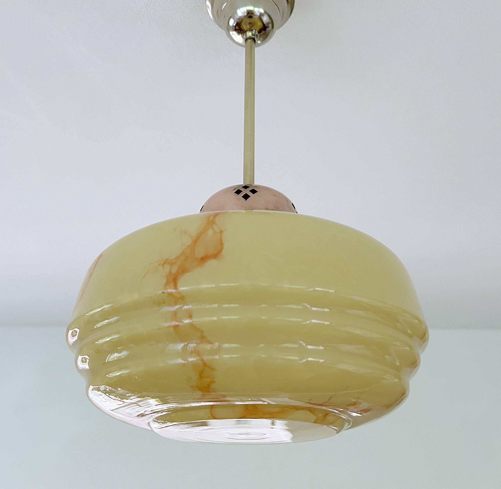 Suspension Art Déco en verre marbré