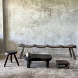 Small stool, side stool in old teak, footrest