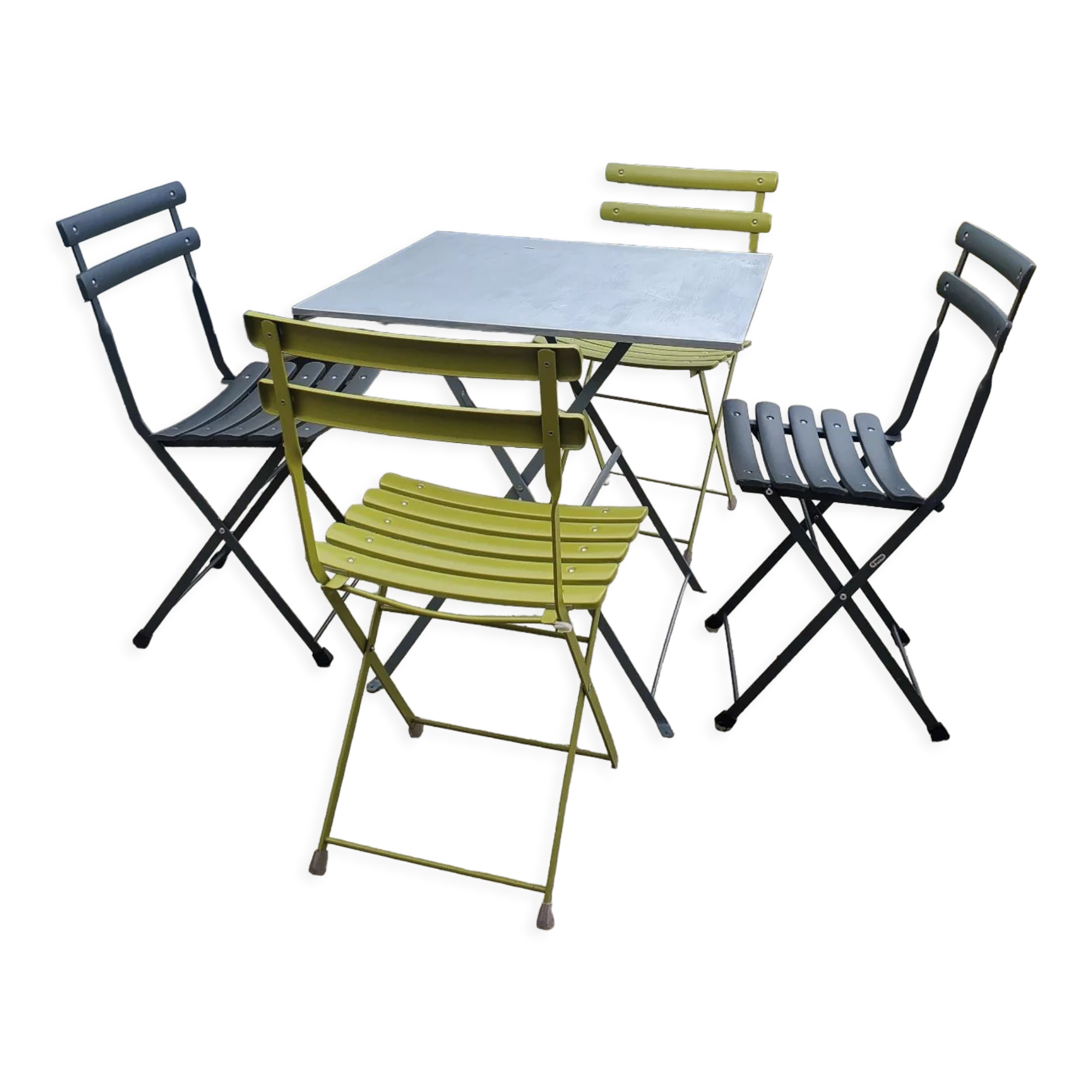 Garden furniture square table 4 folding chairs