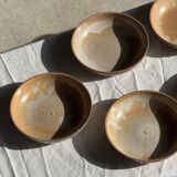 11 assiettes creuses artisanales vintage en grès mat