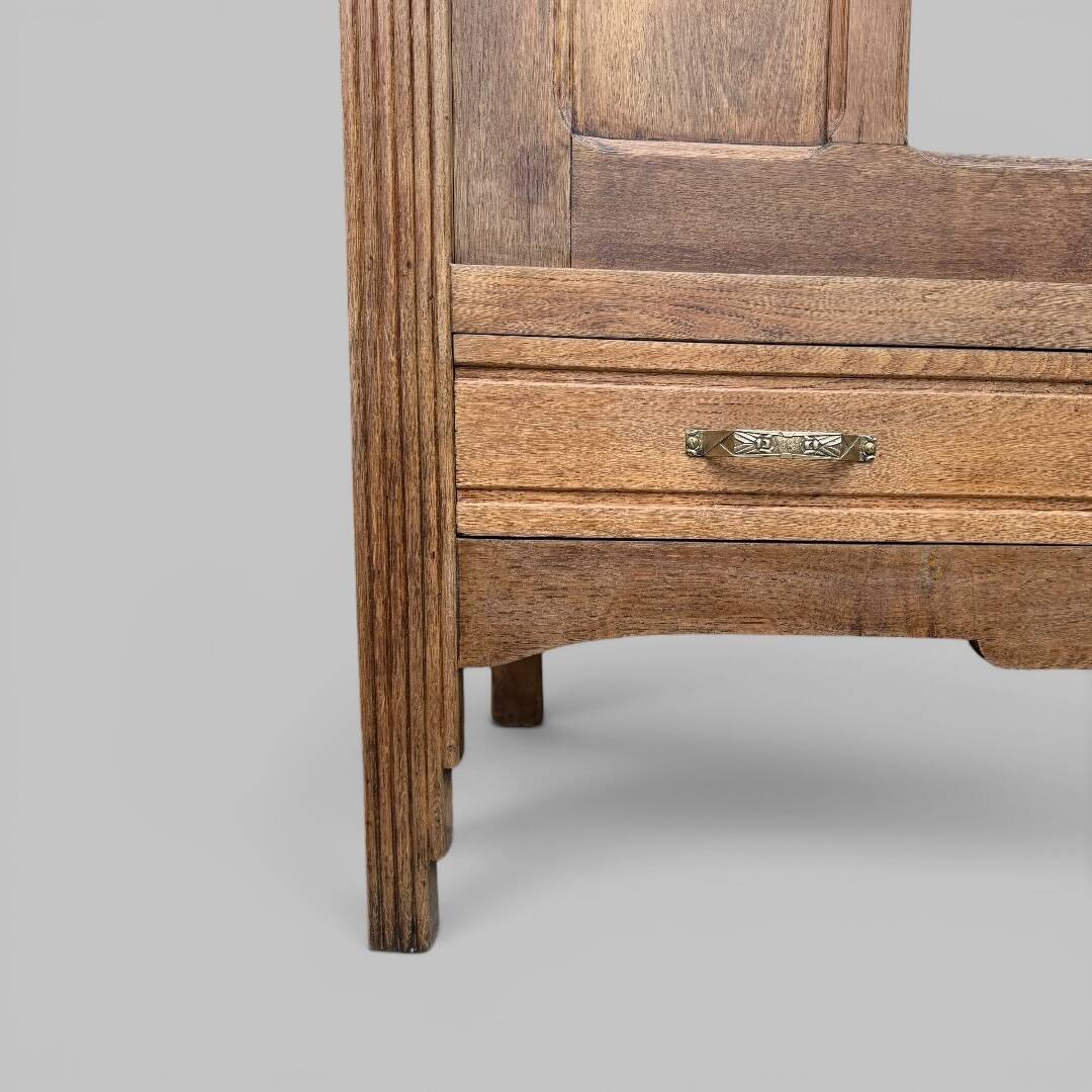 Art Deco bonnetière wardrobe from Paris in raw and solid oak.