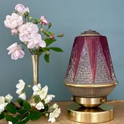 Vintage Art Deco globe table lamp in transparent and purple glass.