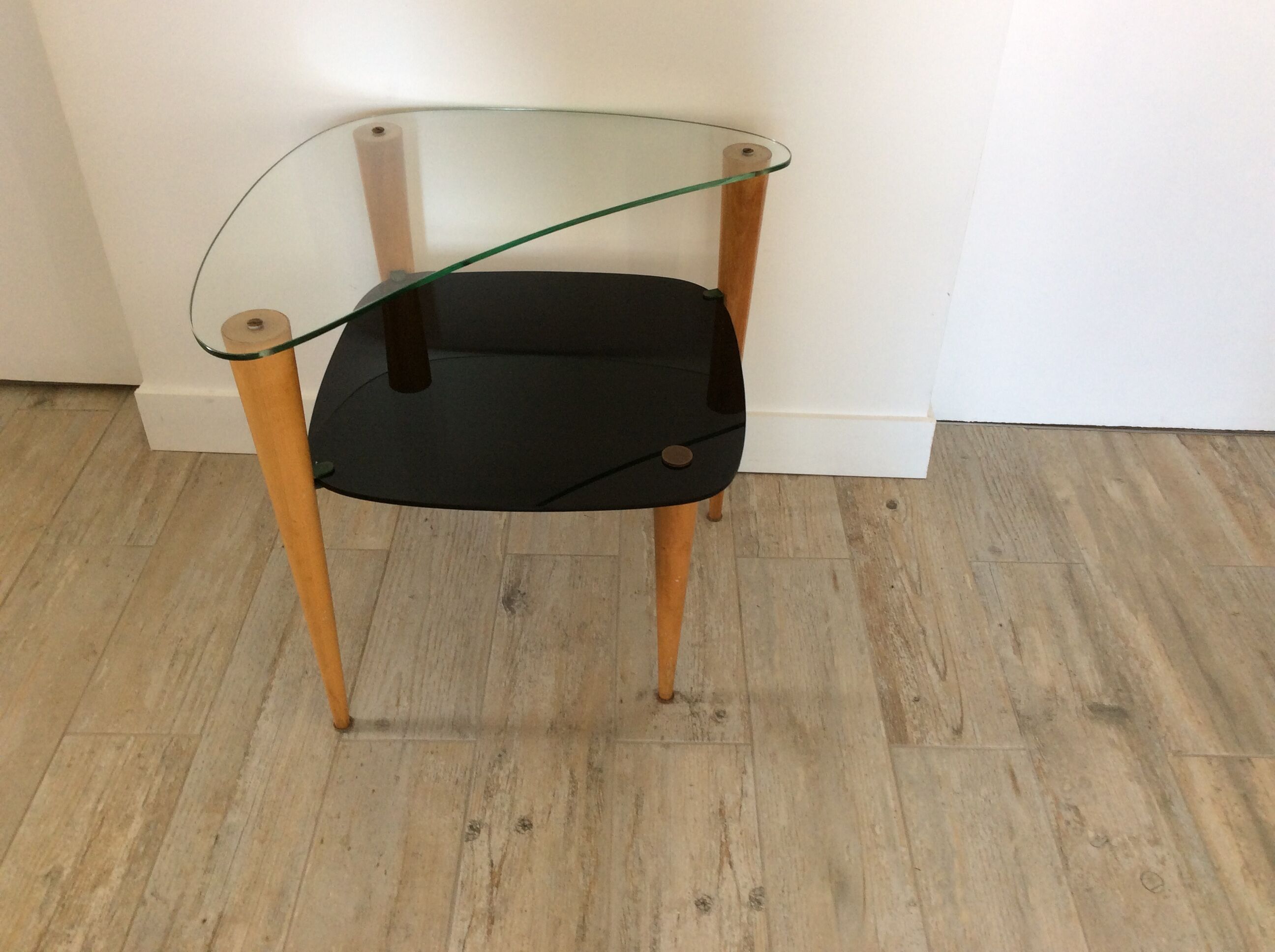 Small table from the 60s wood and glass