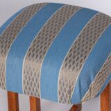 Restored Art Deco Beech Stool, New Upholstery, Revived Polish, Czechia, 1930s