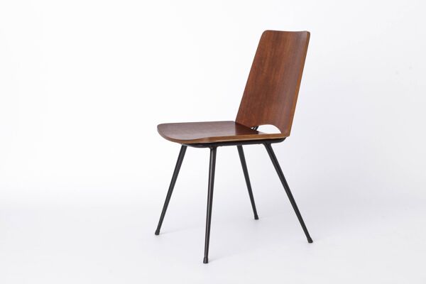 Chaise danoise des années 1950 en teck et contreplaqué, vintage scandinave