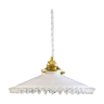 Antique French ceiling lamp in white glass