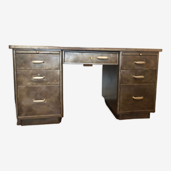 Bureau industriel en metal gris