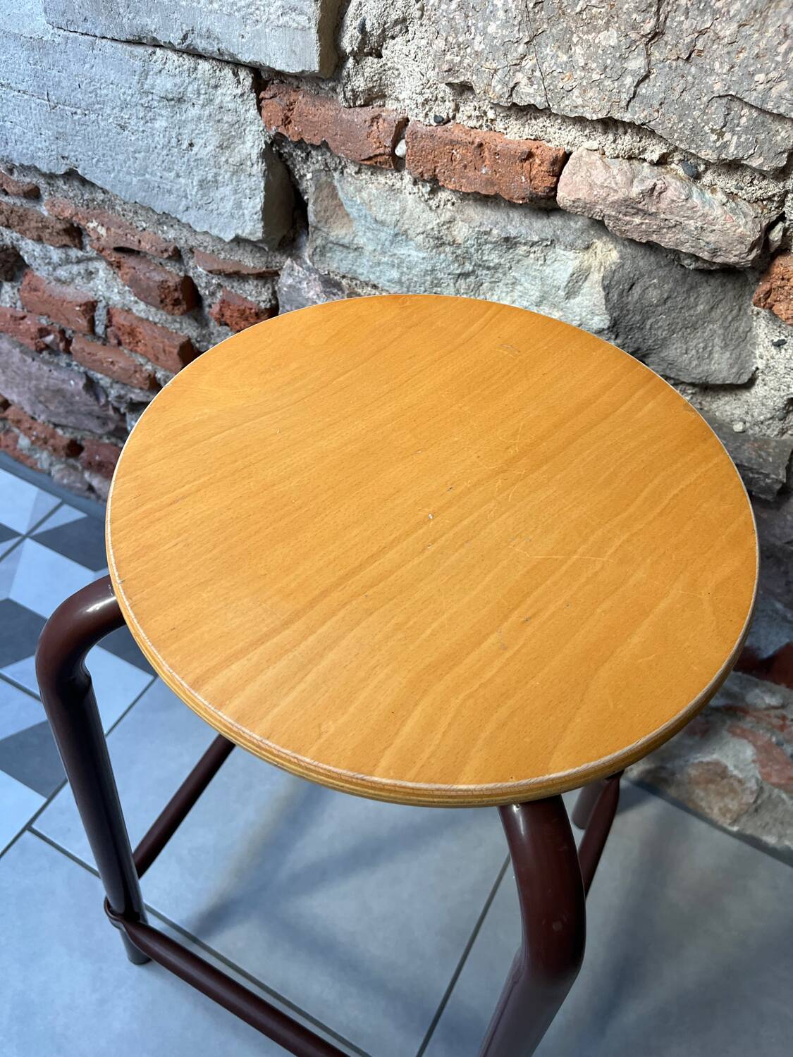 Tabouret atelier bois et métal