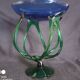 Bowl, centerpiece on twisted blue and green glass legs