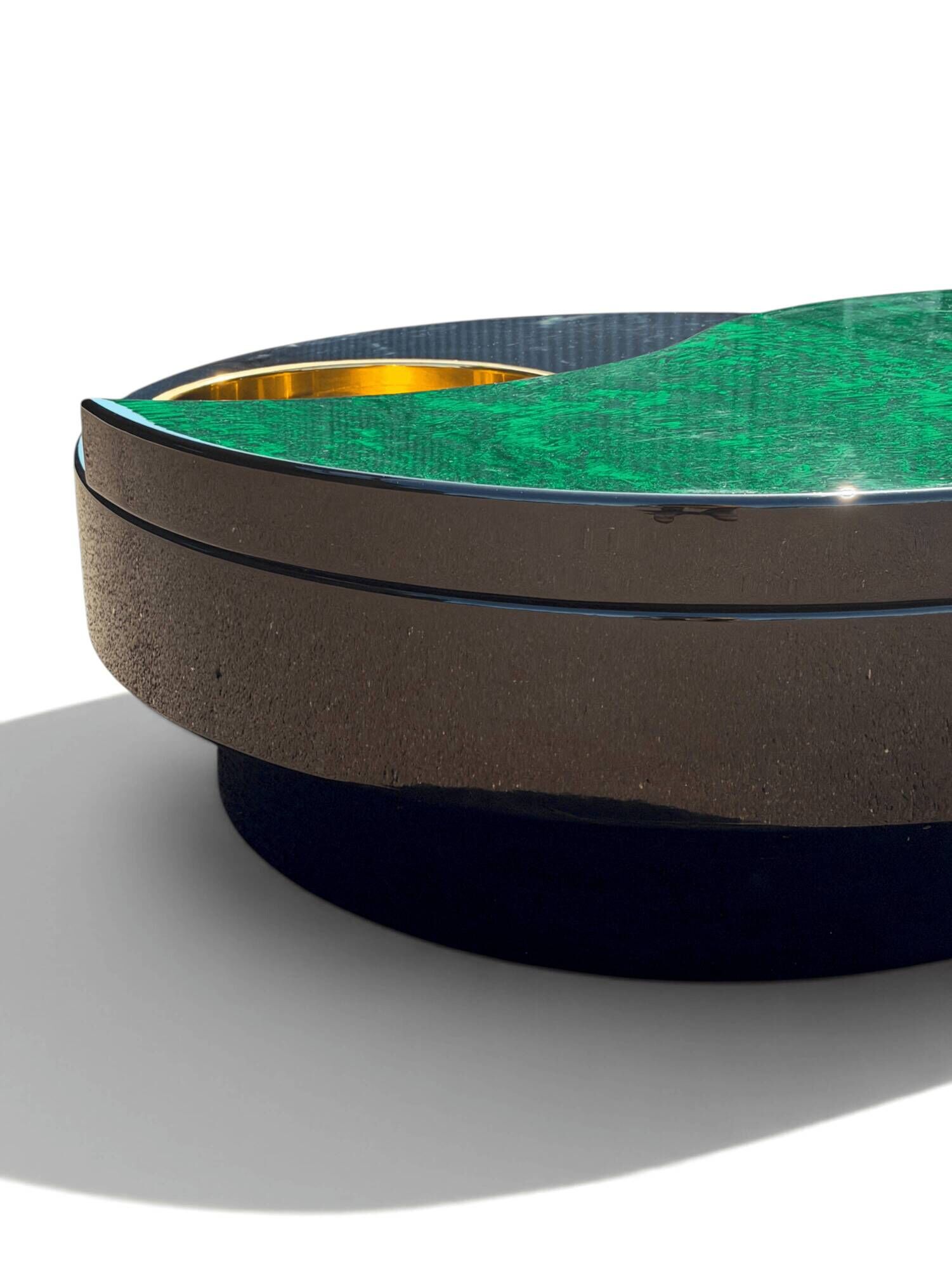 Rotating coffee table Yin Yang by Willy Rizzo, brass, 1970s