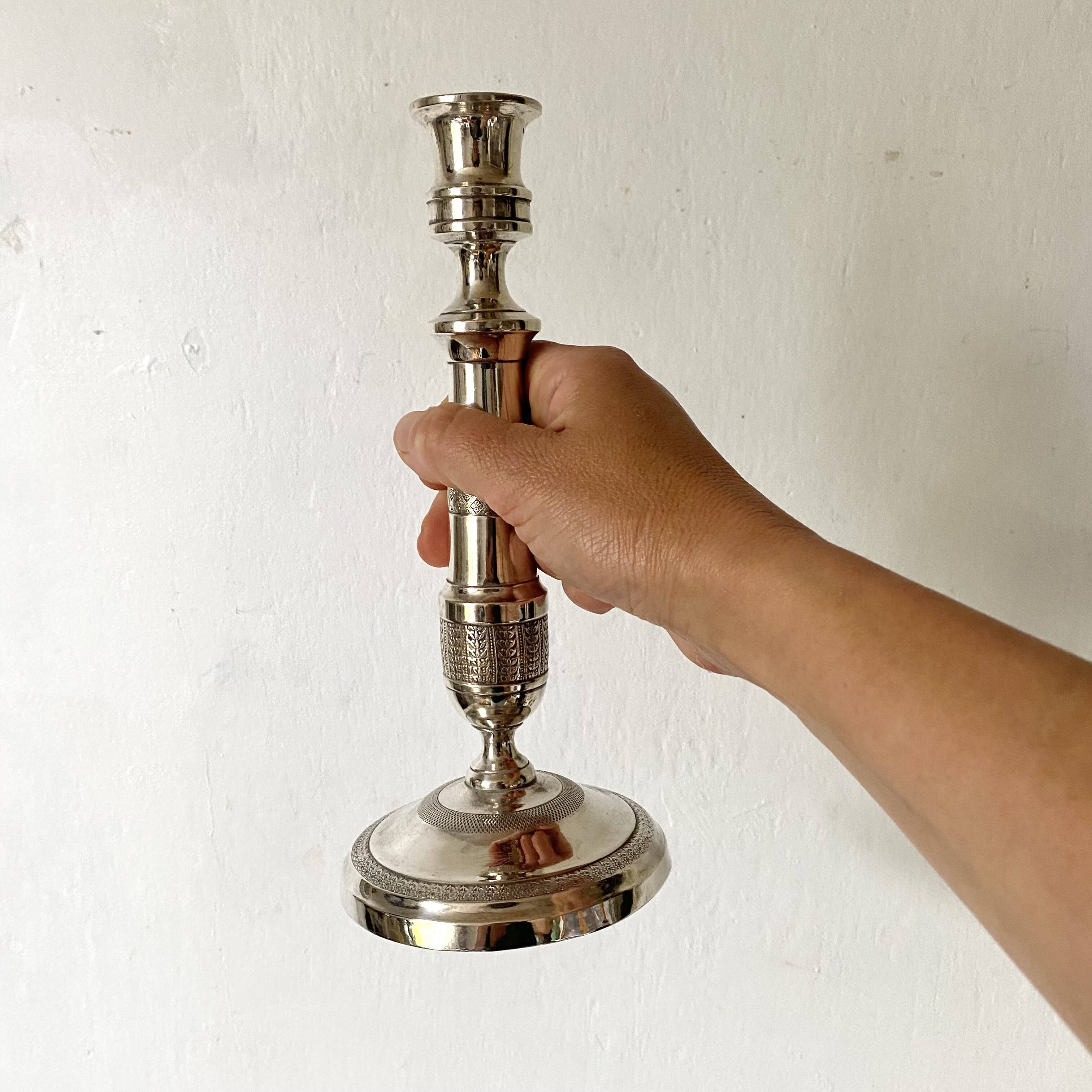 Paire de chandeliers et bougeoirs modulables style anglais