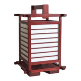 Red Japanese lamp in natural wood