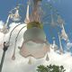 Vintage pink glass drop and flower chandelier pendant light.