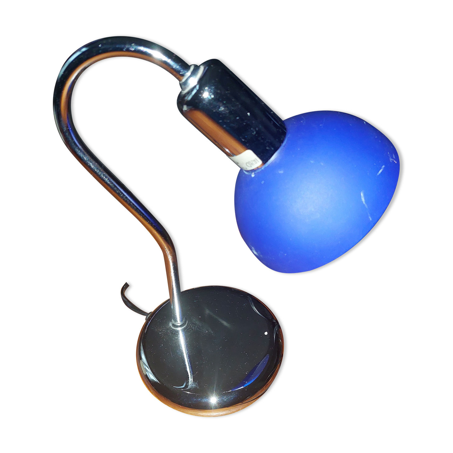 Table lamp chromed metal and glass globe used