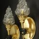 Pair of wall lights with hands in the style of John Devoluy - gilded bronze with black patina.