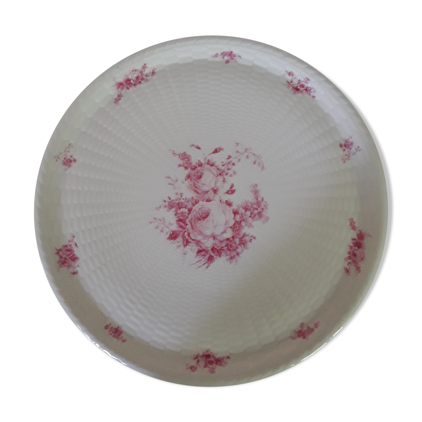 Pie dish decorated pink porcelain