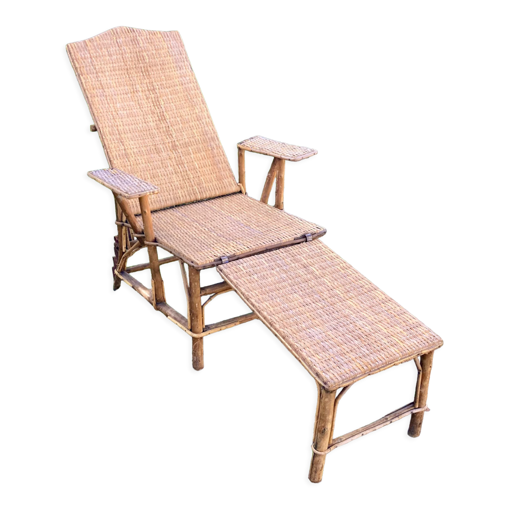 Rattan bamboo chaise longue 1920's