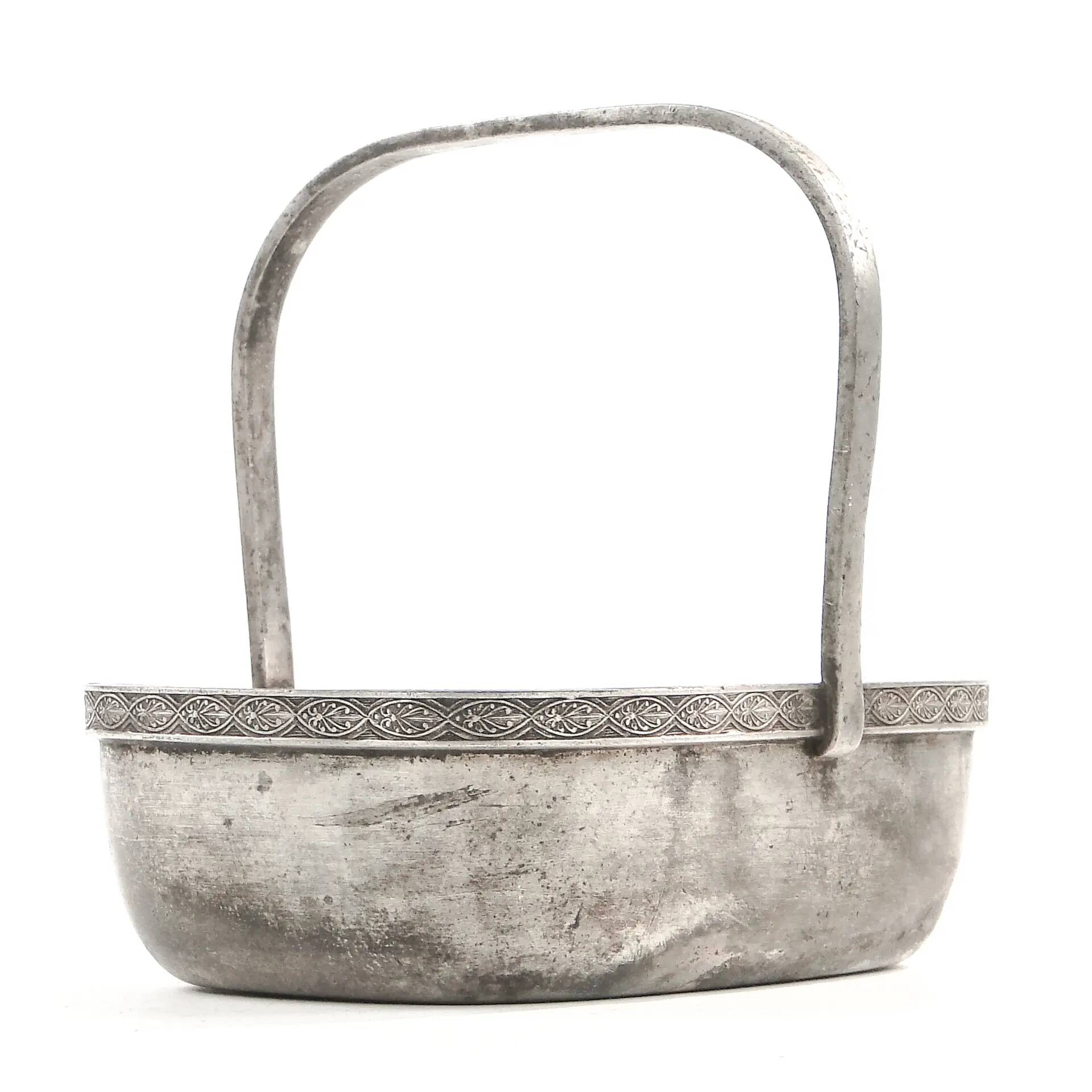 Art Deco nut basket, silver-plated metal, Norblin, Poland, 1930s