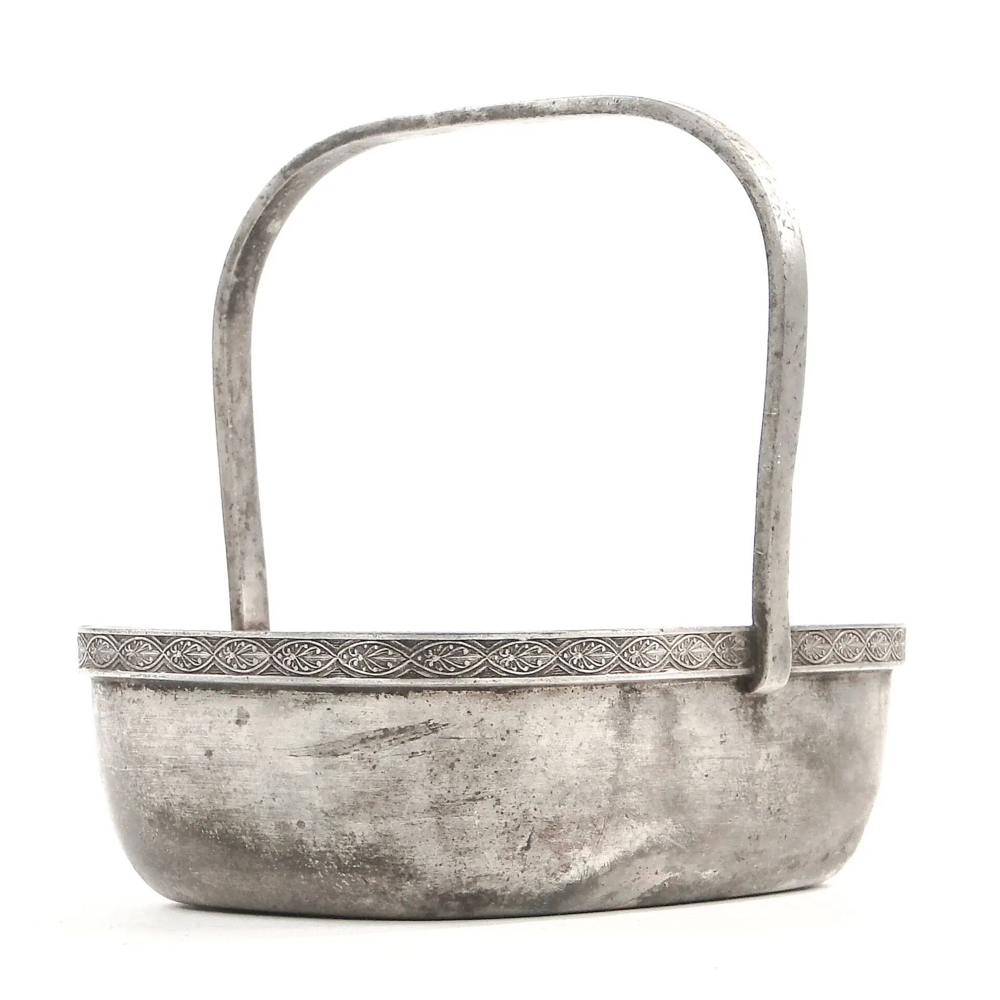 Art Deco nut basket, silver-plated metal, Norblin, Poland, 1930s
