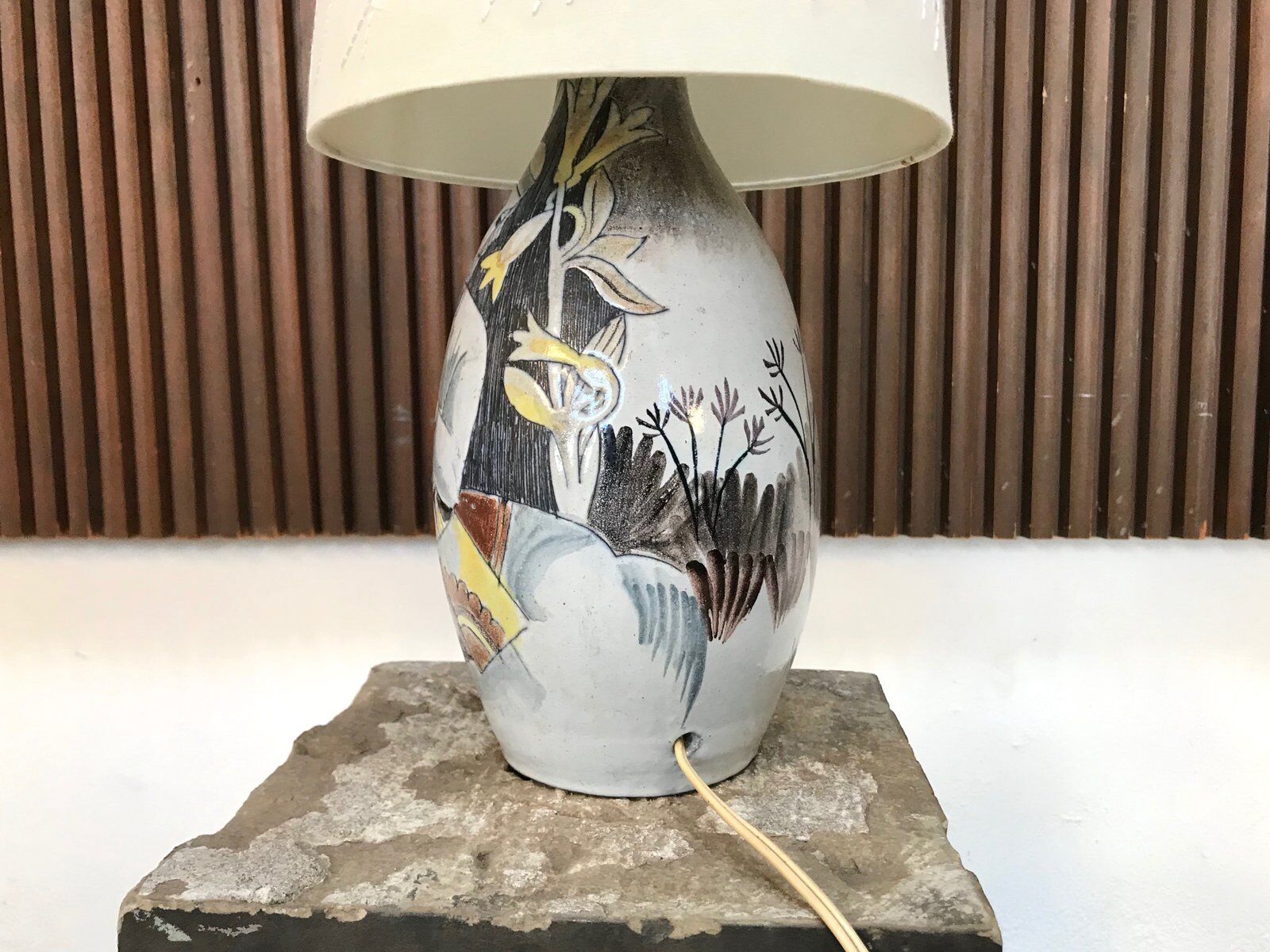 Swedish glazed ceramic table lamp by Marian Zawadzki for Tilgmans Keramik, 1957