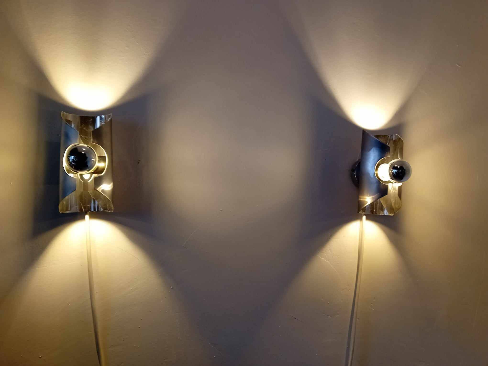 Paire d'appliques  Space Art années 70 inox