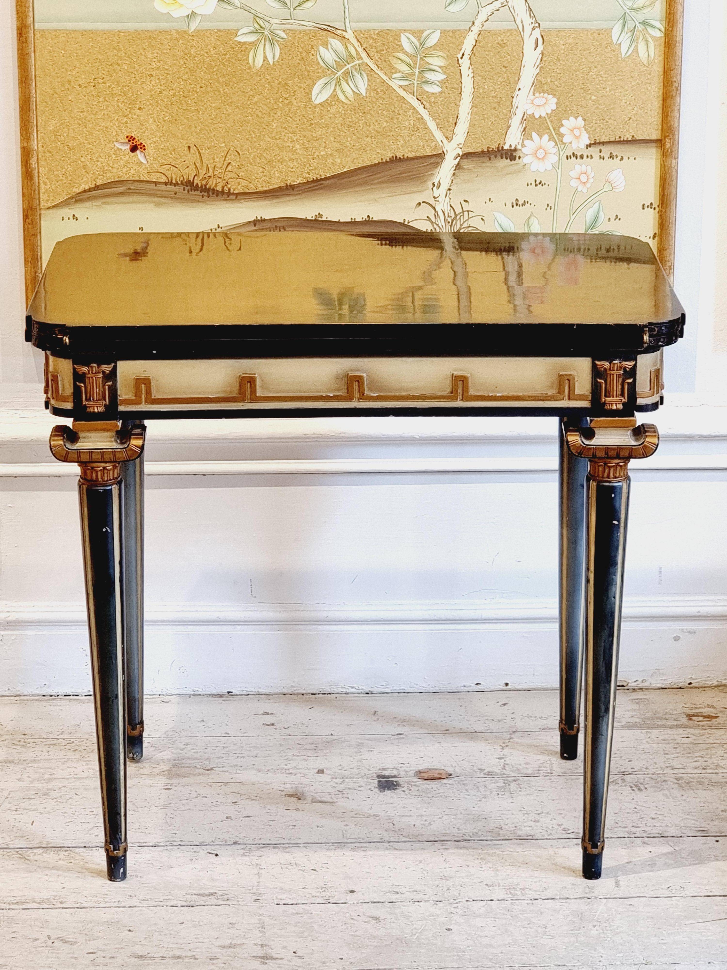 Swedish grace, game table with relief meander decoration, 1920s/30s.