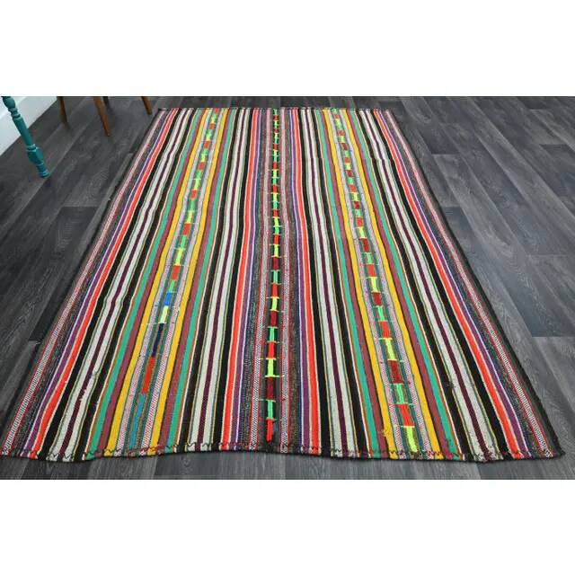 1970s Vintage Turkish Oushak Handmade Wool Cotton Yellow Area Rug 185x267