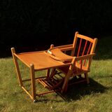 Vintage wooden children's high chair, convertible table