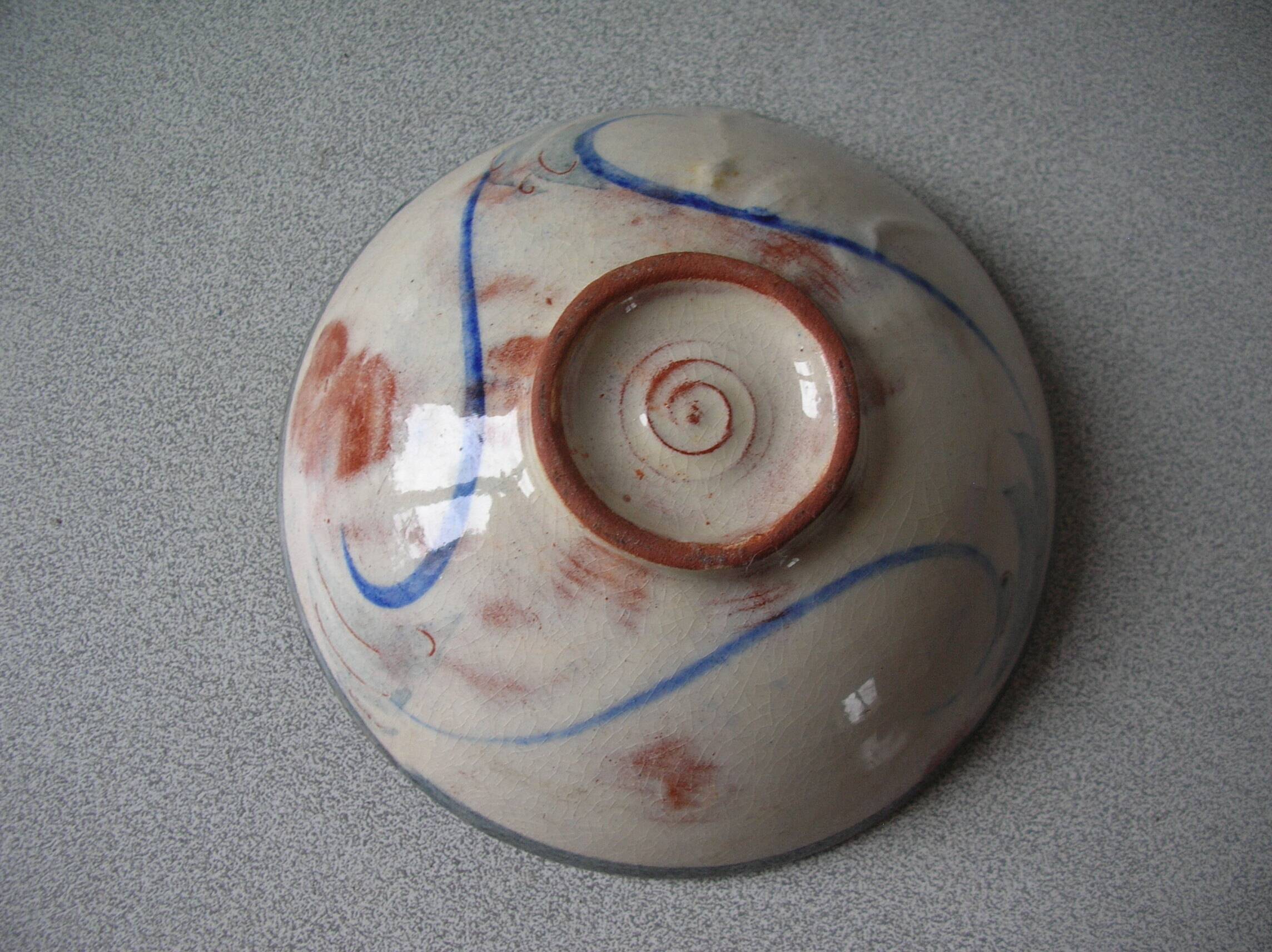 Old small bowl in enamelled terracotta, old earthenware