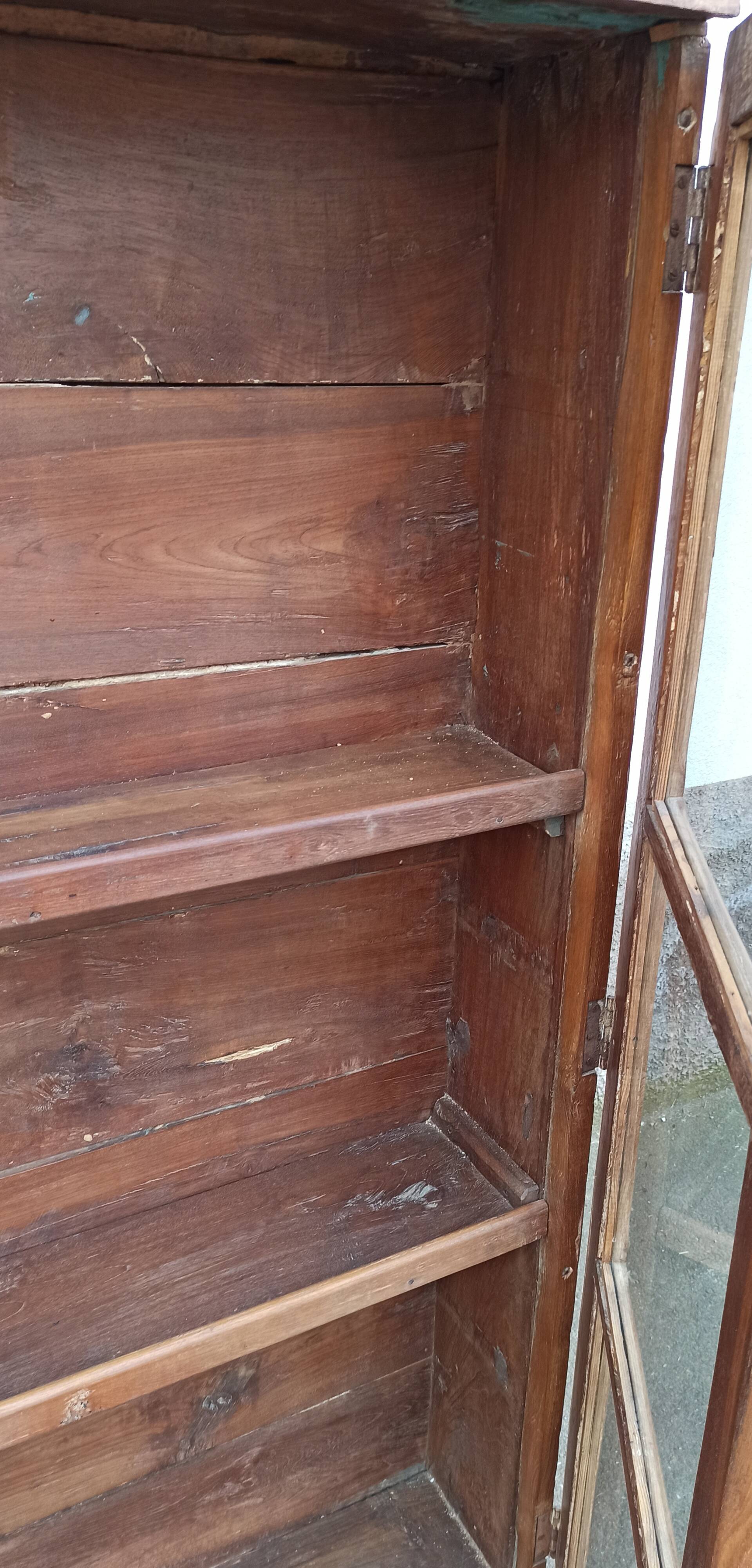 Antique wooden glass cabinet