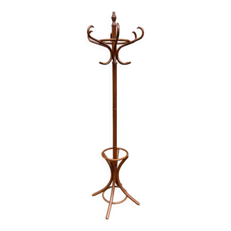 Curved wooden parrot coat rack